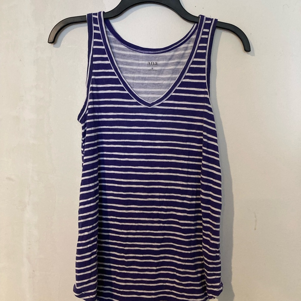 a.n.a blue and white stripe tank top